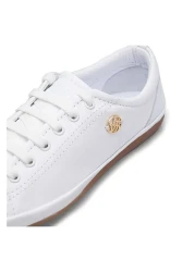 U.S. Polo Assn. حذاء رياضي نسائي من الجلد الطبيعي باللون الأبيض - حذاء كاجوال V6