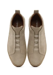 Derimod Men's Beige Suede Leather Sneaker 25Sfd631710
