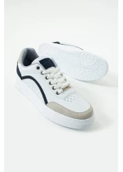 L.A Polo White Navy Blue Perforated Men's Sneaker