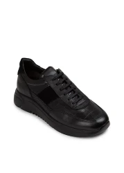 Deery Genuine Leather Men's Black Sneakers