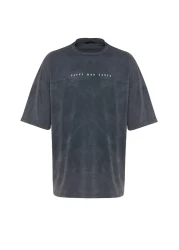  Collection Anthracite Color Oversize Printed Cotton T-Shirt - TMNSS23TS00174