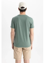 Defacto تي شيرت نحيف برقبة دائرية مطبوع 100% قطن