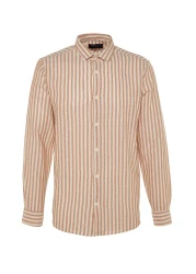  Collection Premium Stone Regular Fit Striped Textured Linen Look Shirt Tmnss23Go00062