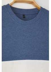  Collection تي شيرت Indigo مقاس كبير مع كتل ملونة Doe Kusma TMNSS25TS00065