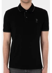 U.S. Polo Assn. Men's Slim Fit Polo Neck Black Basic T-Shirt 50305980 -Vr046