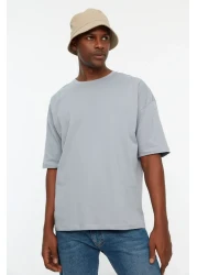  Collection Gray Floral PrinTed Wide CuT CoTTon T-Shirt - TMNSS21TS1223