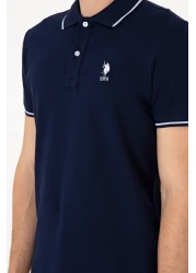 U.S. Polo Assn. تي شيرت رجالي بقصة ضيقة وياقة بولو باللون الأزرق الداكن 50305980-vr033