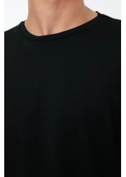  Collection Black Oversize/Wide Cut 100% Cotton Short Sleeve Basic T-Shirt Tmnss22Ts0318