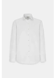 AC&Co / Altınyıldız Classics قميص رجالي أبيض بقصة ضيقة وقصة ضيقة وياقة بأزرار أكسفورد من قطن دوبي