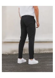 Bürke Men's Anthracite Lycra Flexible Ankle Length Fabric Trousers