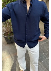 Livio Ferri قميص Napas رجالي كبير الحجم بمظهر الكتان