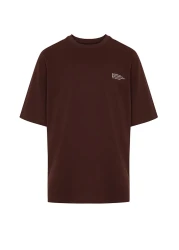  Collection Dark Brown Oversize 100% Cotton T-Shirt Minimal Text Print Tmnss23Ts00084