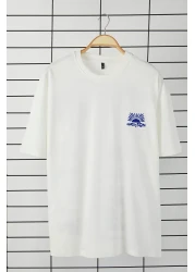  Collection Unisex Ecru Oversize Printed Cotton T-Shirt - Tmnss25Ts00031