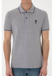 U.S. Polo Assn. Men's Slim Fit Polo Neck Gray Melange Basic T-Shirt 50305980-Vr086