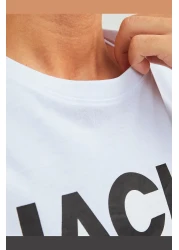 Jack & Jones تي شيرت جاك جونز أبيض برقبة دائرية للرجال 12151955 Jjecorp