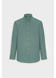 AC&Co / Altınyıldız Classics Green Slim Fit Oxford Men's Shirt - Easy Iron, Button Collar, Cotton