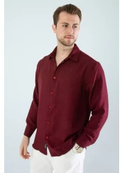 YXC قميص كتان رجالي كبير الحجم بأكمام طويلة وسهل الكي وممتص للعرق وجيد التهوية في 4 مواسم