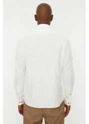  Collection TMNSS20GO0189 - 100% Cotton Slim Fit White Shirt with Long Sleeves and Epaulettes