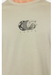  Collection تي شيرت قطني مطبوع بالنعناع كبير الحجم - TMNSS23TS00261