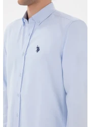 U.S. Polo Assn. قميص رجالي أساسي بأكمام طويلة باللون الأزرق الفاتح 50296777 -VR003