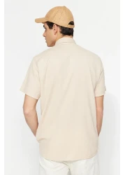  Collection Summer Textured Wrap Knitted Shirt - Stone, Regular Fit, Short Sleeve Tmnss23Go00055