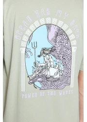  Collection تي شيرت قطني كبير الحجم مطبوع عليه فن النعناع - كم قصير TMNSS21TS3559