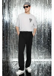  Collection بنطلون أسود واسع الساق من القماش الفضفاض TMNSS23PL00039