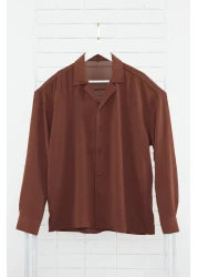  Collection Apaş Collar Oversize Summer Linen Look Shirt - TMNSS23GO00053