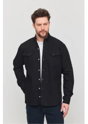 YXC قميص جينز قطني رجالي أسود بقصة ضيقة