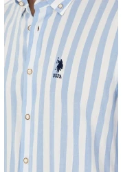 U.S. Polo Assn. قميص رجالي أزرق بأكمام طويلة - 50288316 -VR036