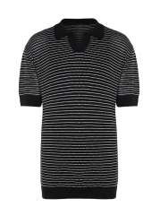  Collection تيشيرت تريكو أسود بياقة بولو - كم قصير، إصدار محدود TMNSS23PO00026