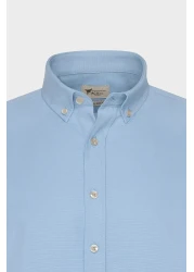 AC&Co / Altınyıldız Classics قميص أكسفورد أزرق بقصة ضيقة للرجال - سهل الكي، ياقة بأزرار، قطن