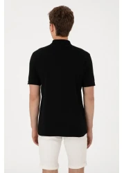 U.S. Polo Assn. تي شيرت أسود أساسي بياقة بولو للرجال 50306007 -vr046