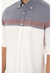 U.S. Polo Assn. قميص رجالي بأكمام طويلة باللون العنابي 50296627 -VR014