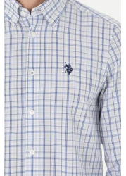 U.S. Polo Assn. قميص أزرق منقوش للرجال 50279453 -VR036