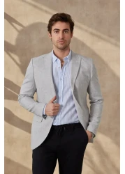 RAVANELLI Men's Striped Cotton Linen Modern Slim Fit Shirt