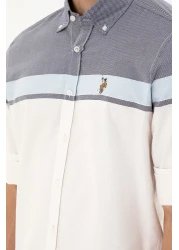 U.S. Polo Assn. قميص رجالي باللون الأزرق الداكن بأكمام طويلة 50296627 -VR033