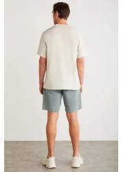 GRIMELANGE Denver Men's - Stone Color Oversize Crew Neck 100% Organic Cotton T-Shirt