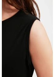  Modest فستان محبوك من القطن 100% باللونين الأسود والبيج الفاتح حزمة من قطعتين - TCTAW22UK0110