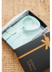 RAVANELLI Mint Green Slimfit Cotton Oxfort Lycra Collar Buttoned Long Sleeve Men's Shirt G490