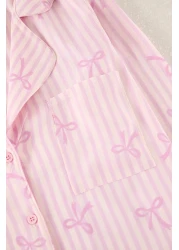  Collection Light Pink Ribbon/Bow Viscose Woven Pajamas Set Thmaw21Pt0936