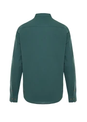  Collection Dark Green Slim Fit Half Placket Prevailing Collar 100% Cotton Shirt TMNSS20GO0097