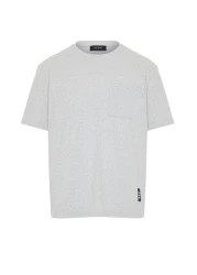  Collection Basic Gray Relaxed/Comfortable Fit Textured Waffle Pocket Label Short Sleeve T-Shirt TMNSS23TS00077