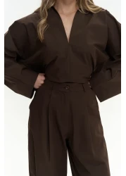 Mai Blenham Brown Shirt Pants Set