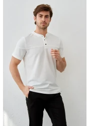 RAVANELLI تي شيرت رجالي عصري ذو قصة ضيقة وياقة واقفة