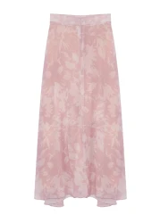  Collection Light Pink Chiffon Maxi Skirt - A-line Fit, Flared Lined, Woven - TWOSS24ET00224