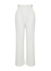  Collection إكرو ارتفاع الخصر واسعة الساق واسعة الساق السراويل المنسوجة TWOAW24PL00332