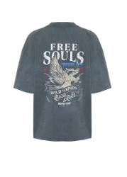  Collection AnThraciTe Eagle PrinTed Pale EffecT Oversize CoTTon T-Shirt - TMNSS24TS00006