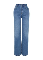  Collection Blue High Waist Wide Leg Wide Leg Jeans Twoaw24Je00074