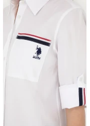 U.S. Polo Assn. قميص نسائي أبيض بأكمام طويلة -50283571-VR013
